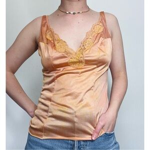 Vassarette | Vintage 80s 90s Orange Tie-Dye Slip Tank Top